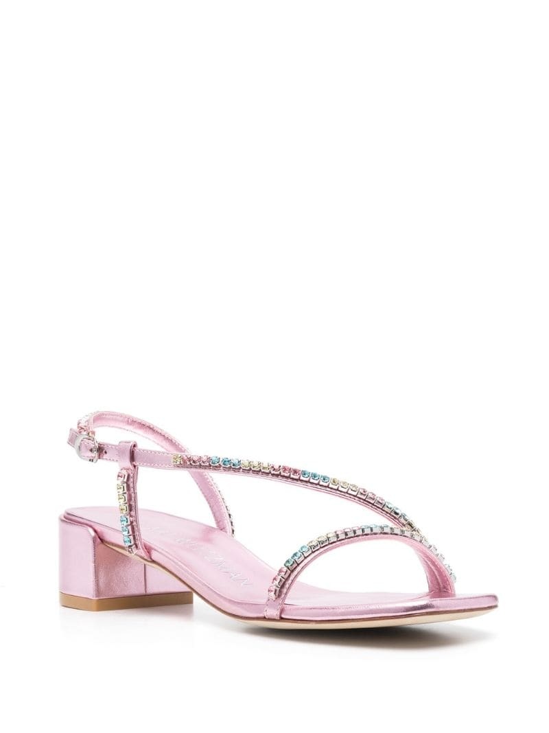 45mm rhinestone leather sandals - 2