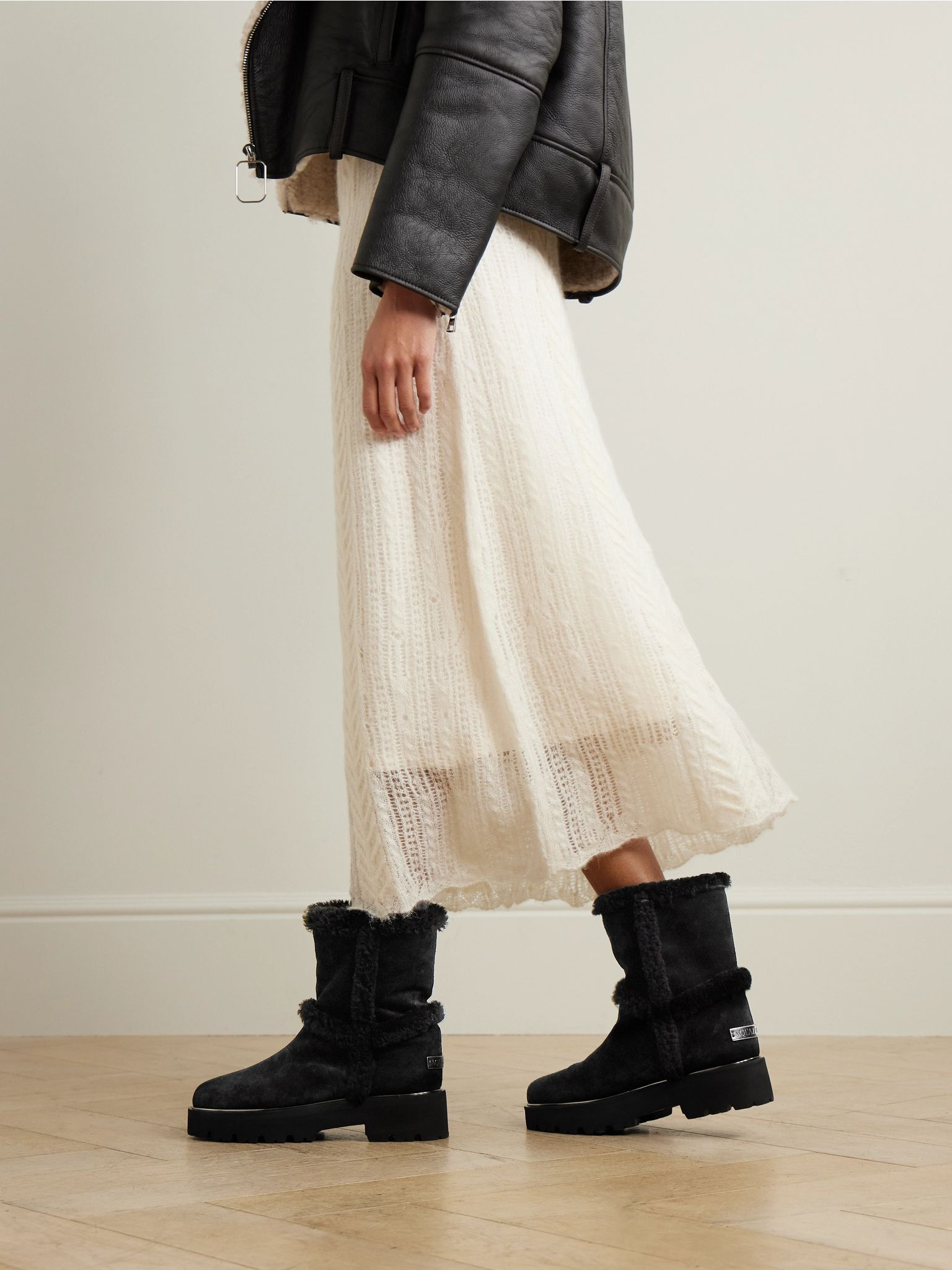 Teddi shearling-trimmed suede boots Black - 2