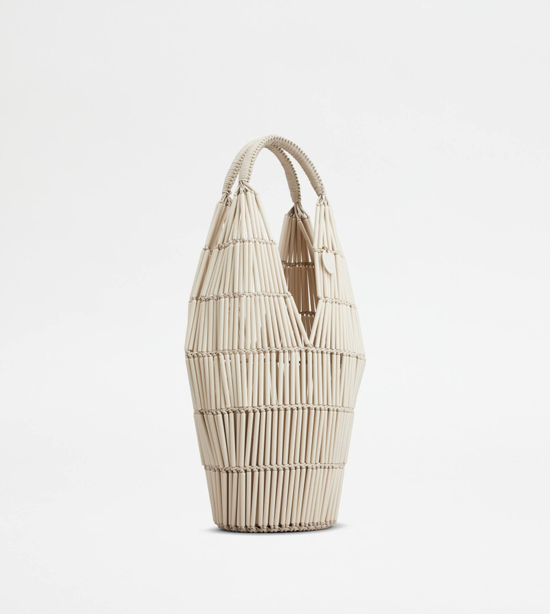 TOD'S DI BAG FOLIO SHOULDER BAG IN LEATHER E PLEXI SMALL - WHITE 3