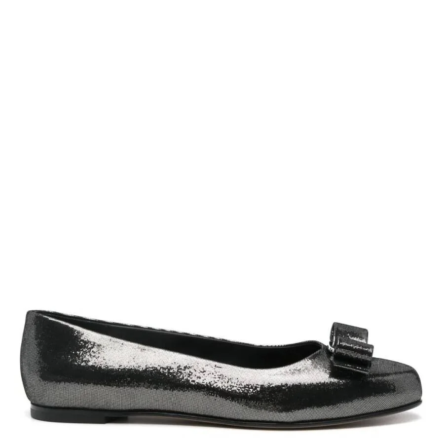 Ferragamo Varina Metallic Leather Ballet Flats - 1