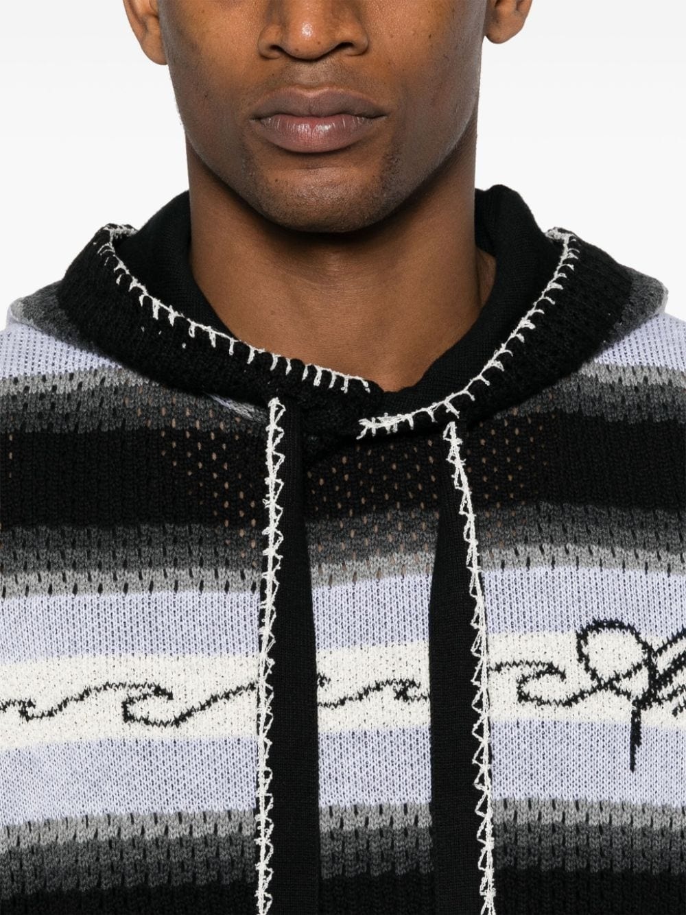 striped knitted hoodie - 5