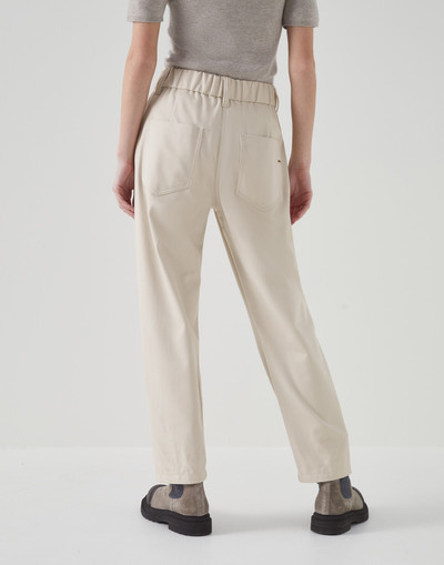 Brunello Cucinelli Stretch cotton cover baggy pull-on trousers with shiny bartack outlook