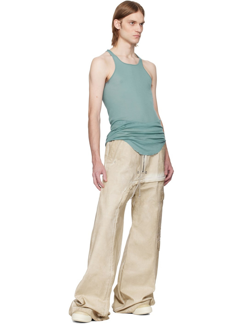 Rick Owens DRKSHDW Beige Hollywood Imbalanced Double Cargo Jumbo Belas Denim Pants outlook