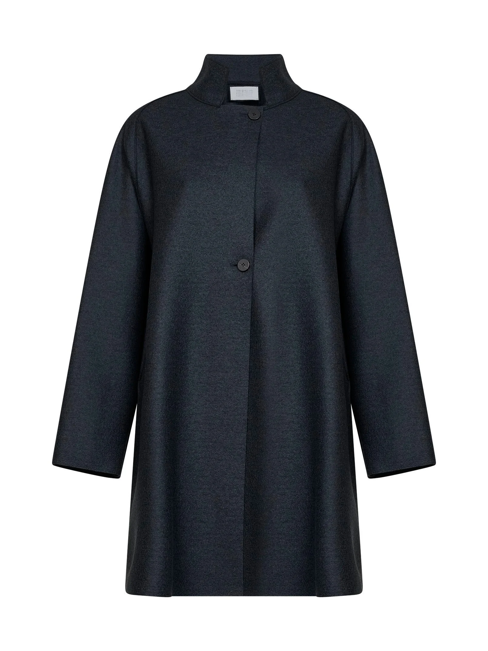 Dark blue felted wool raglan cape - 1