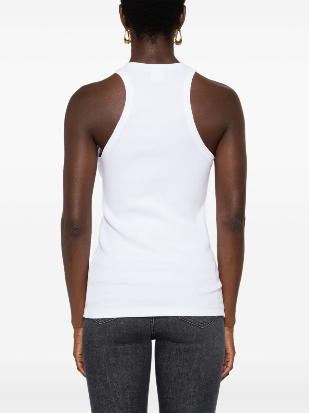 logo ribbed tank top - 4