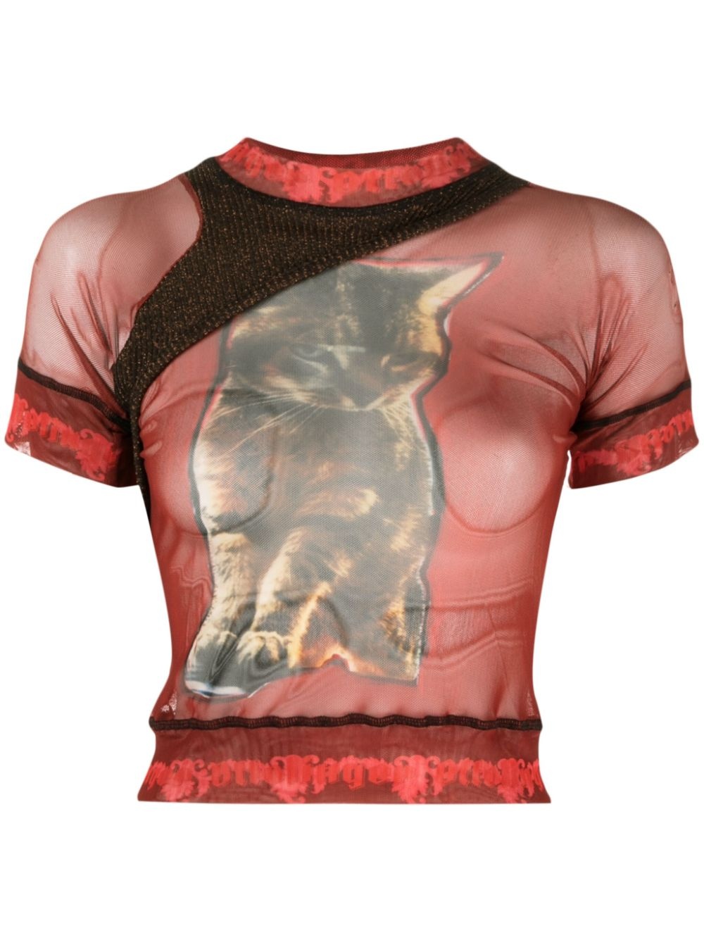 OTTOLINGER panelled animal-print sheer T-shirt | REVERSIBLE