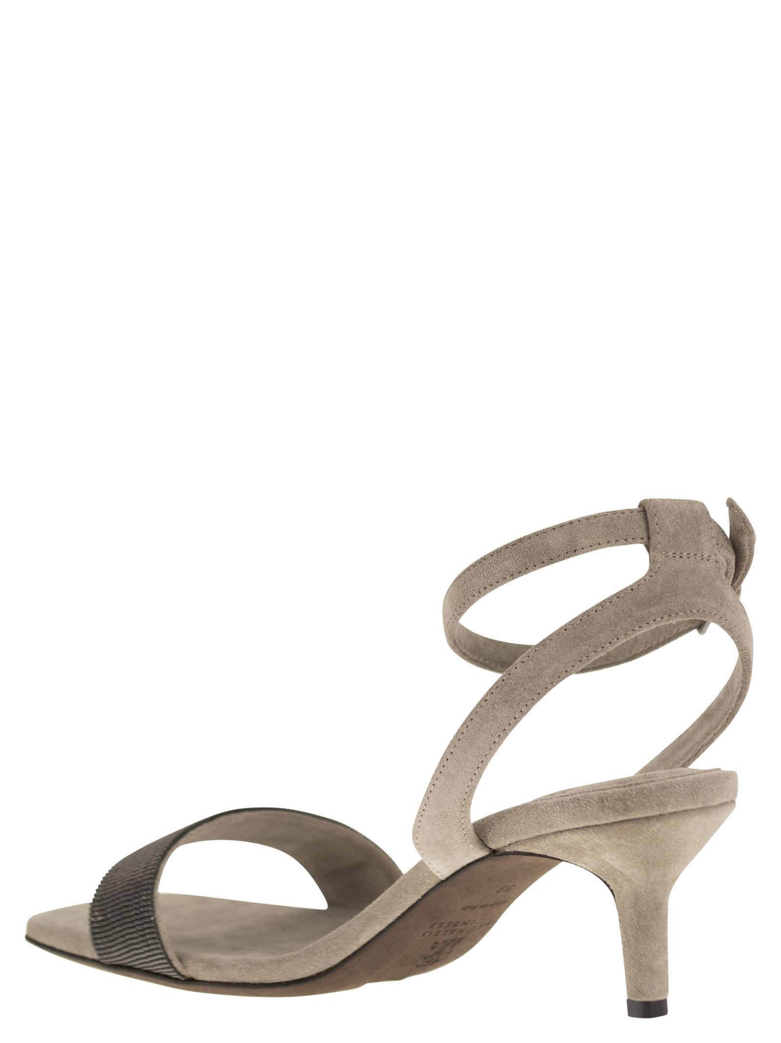 Brunello Cucinelli Women Suede Sandals With Precious Insert - 3