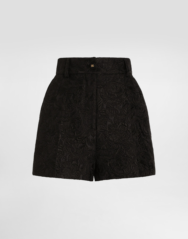 Quilted floral jacquard shorts with DG logo 1