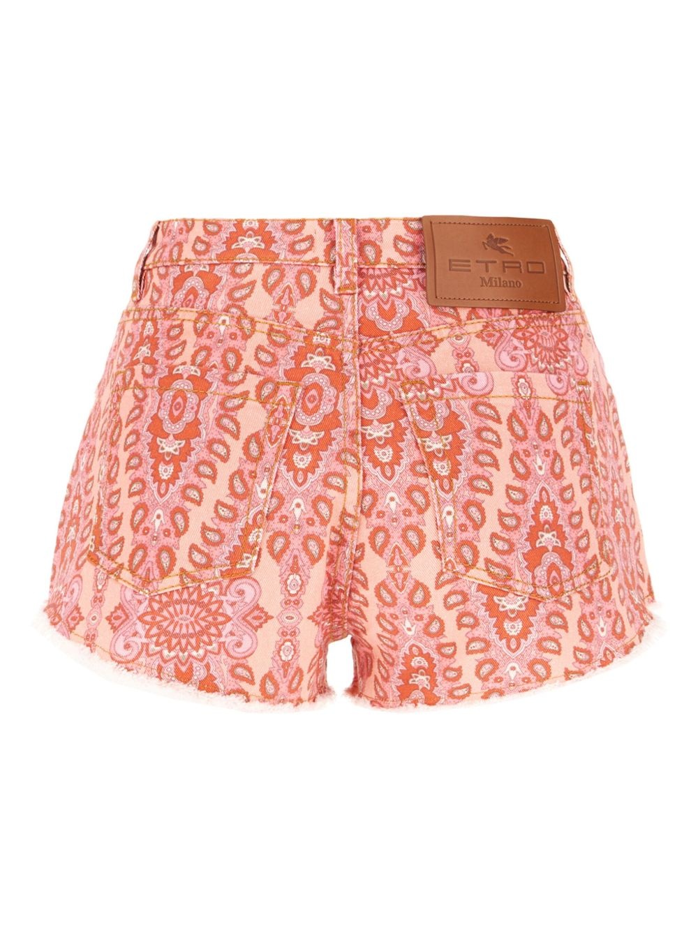 paisley-print denim shorts - 2