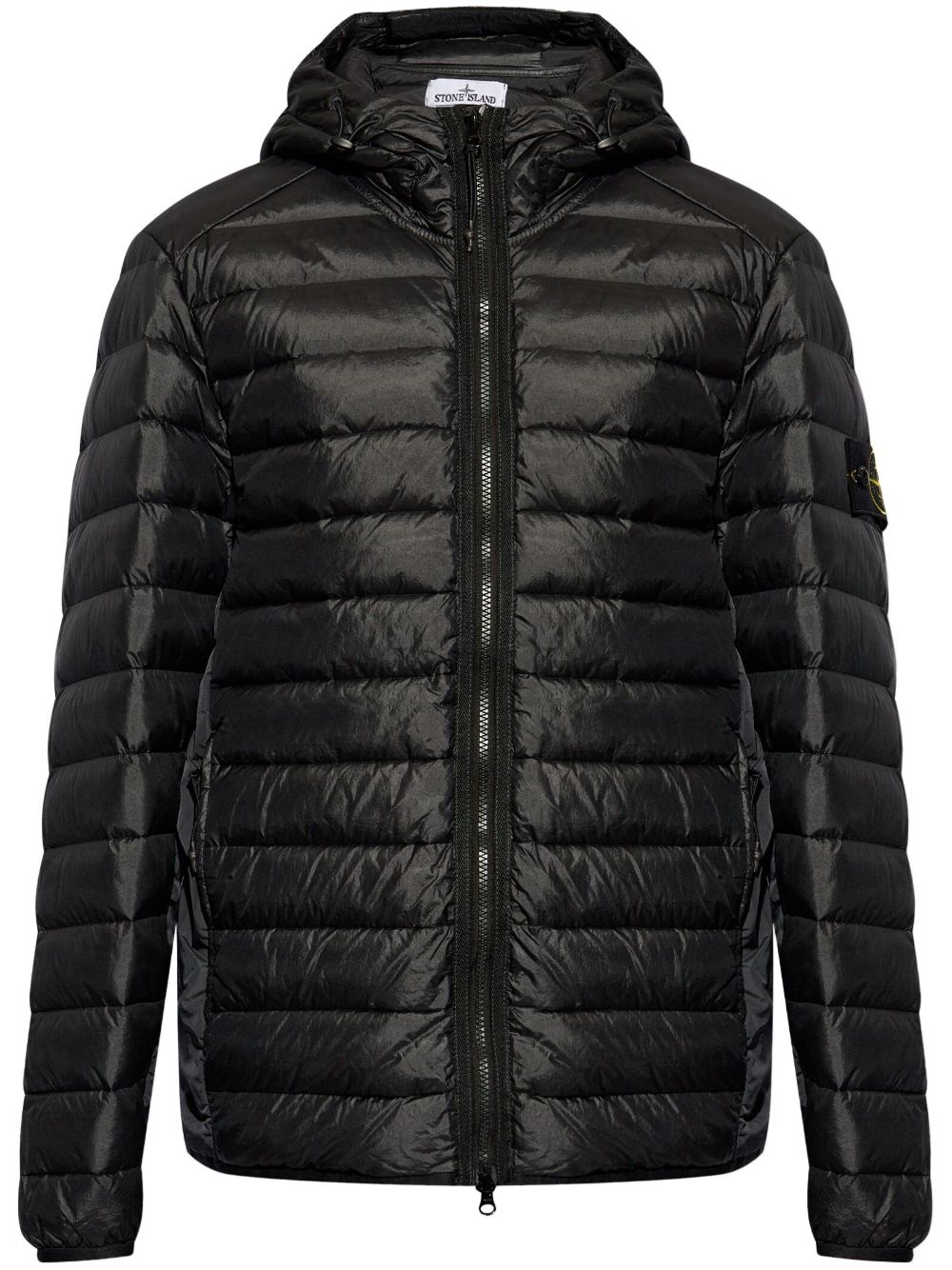 Compass-logo hooded down jacket - 1