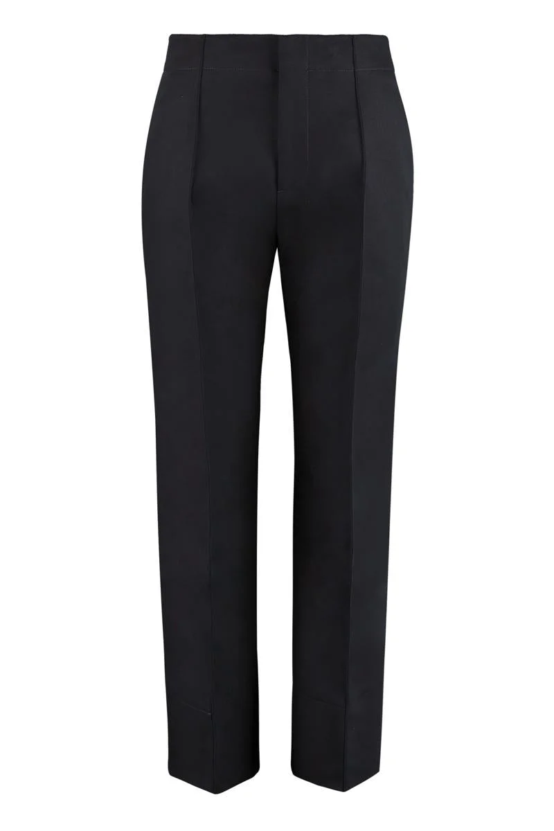 BOTTEGA VENETA HIGH-RISE COTTON TROUSERS - 1