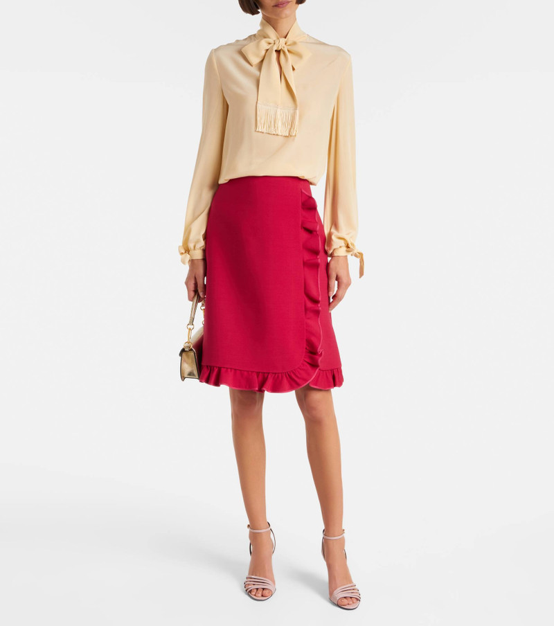 Valentino Crepe Couture ruffled midi skirt outlook
