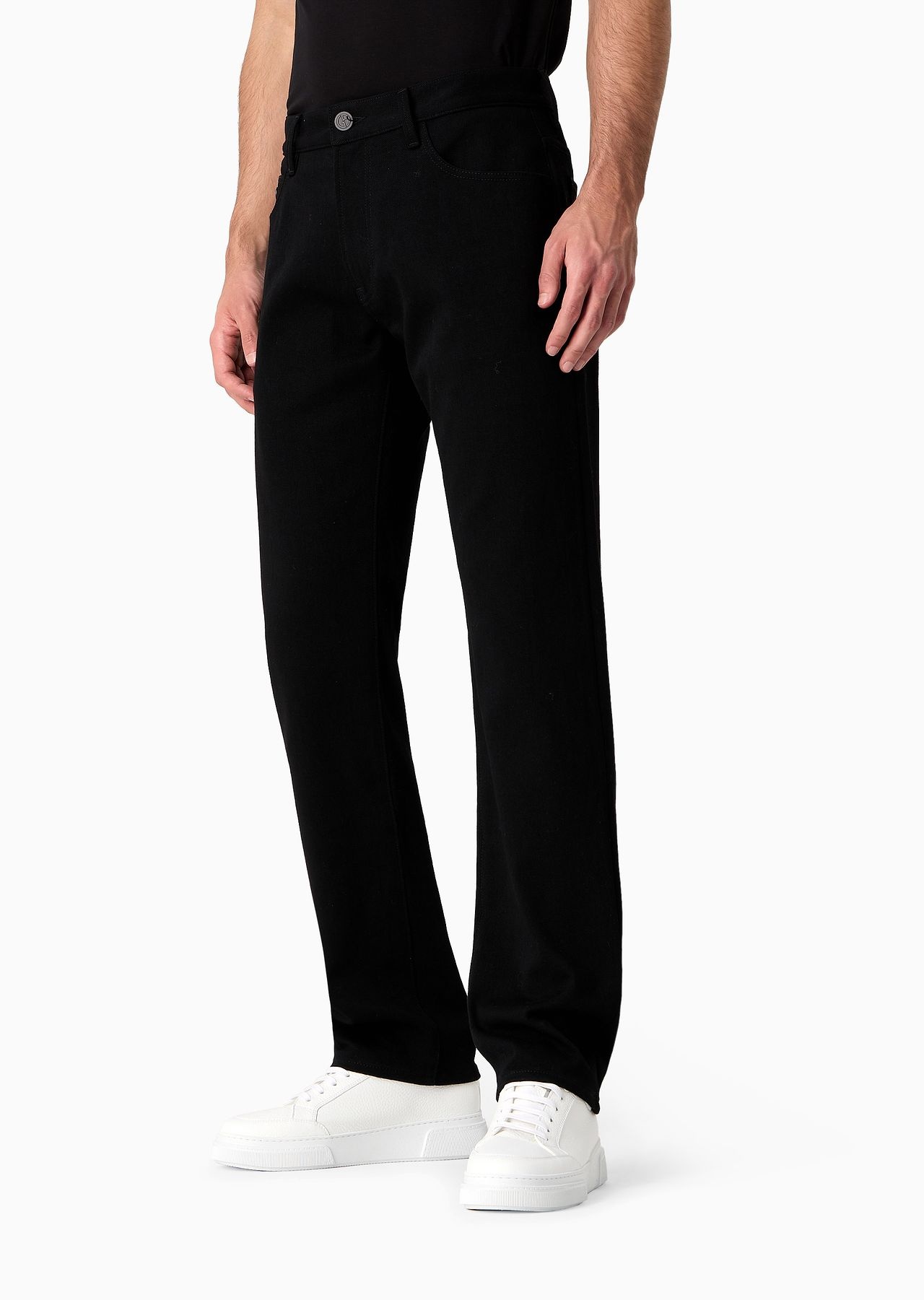 Five-pocket, regular-fit, stretch-cotton denim trousers - 2
