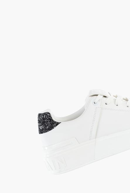 White calfskin and glittery black B-Court sneakers - 7
