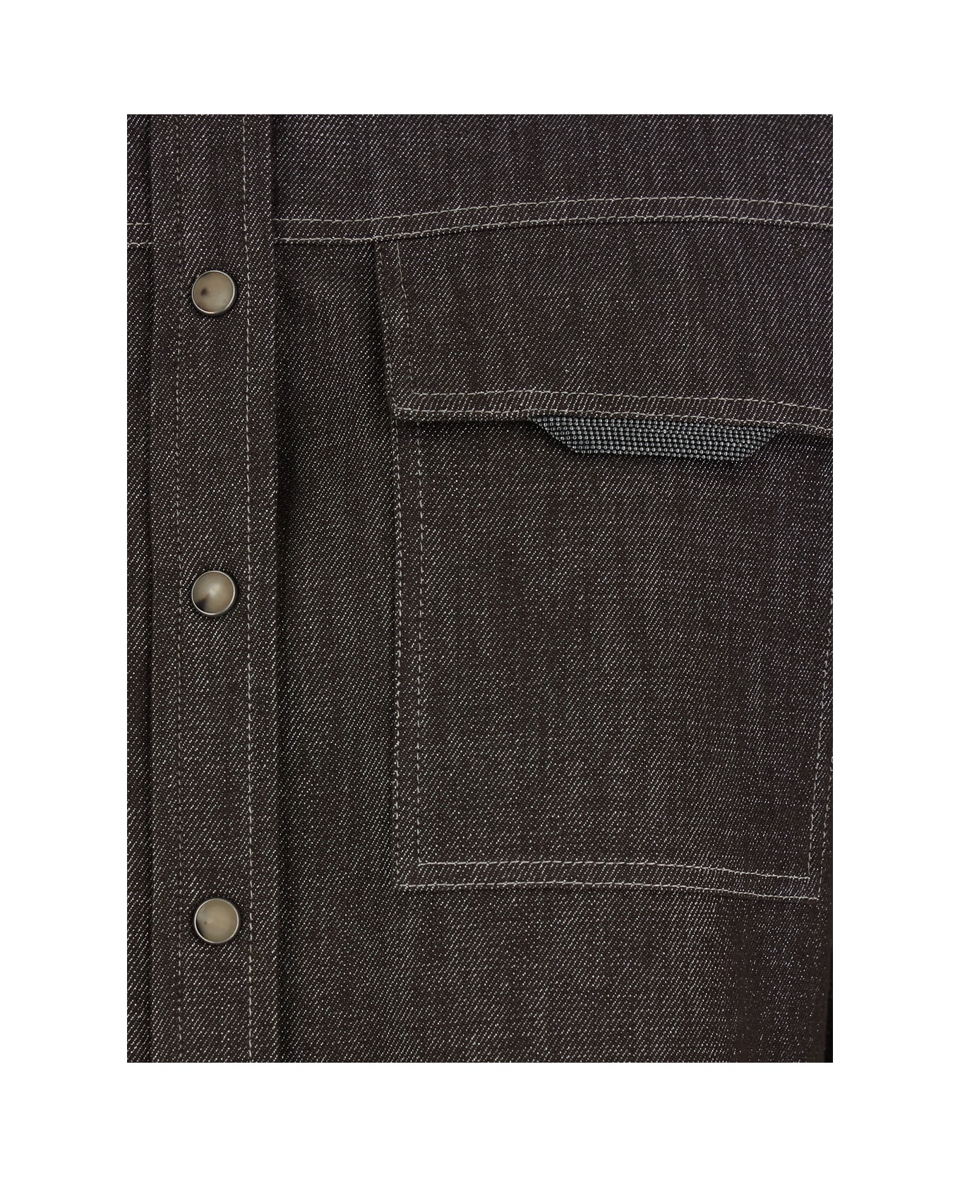 Brown Shirt With Classic Collar And Monil Detail On The Pocket In Cotton Blend Woman - 3