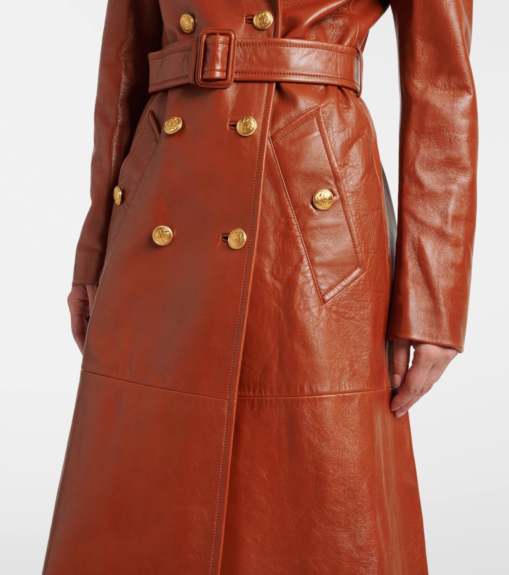 Chloé Double-breasted belted leather coat | mytheresa