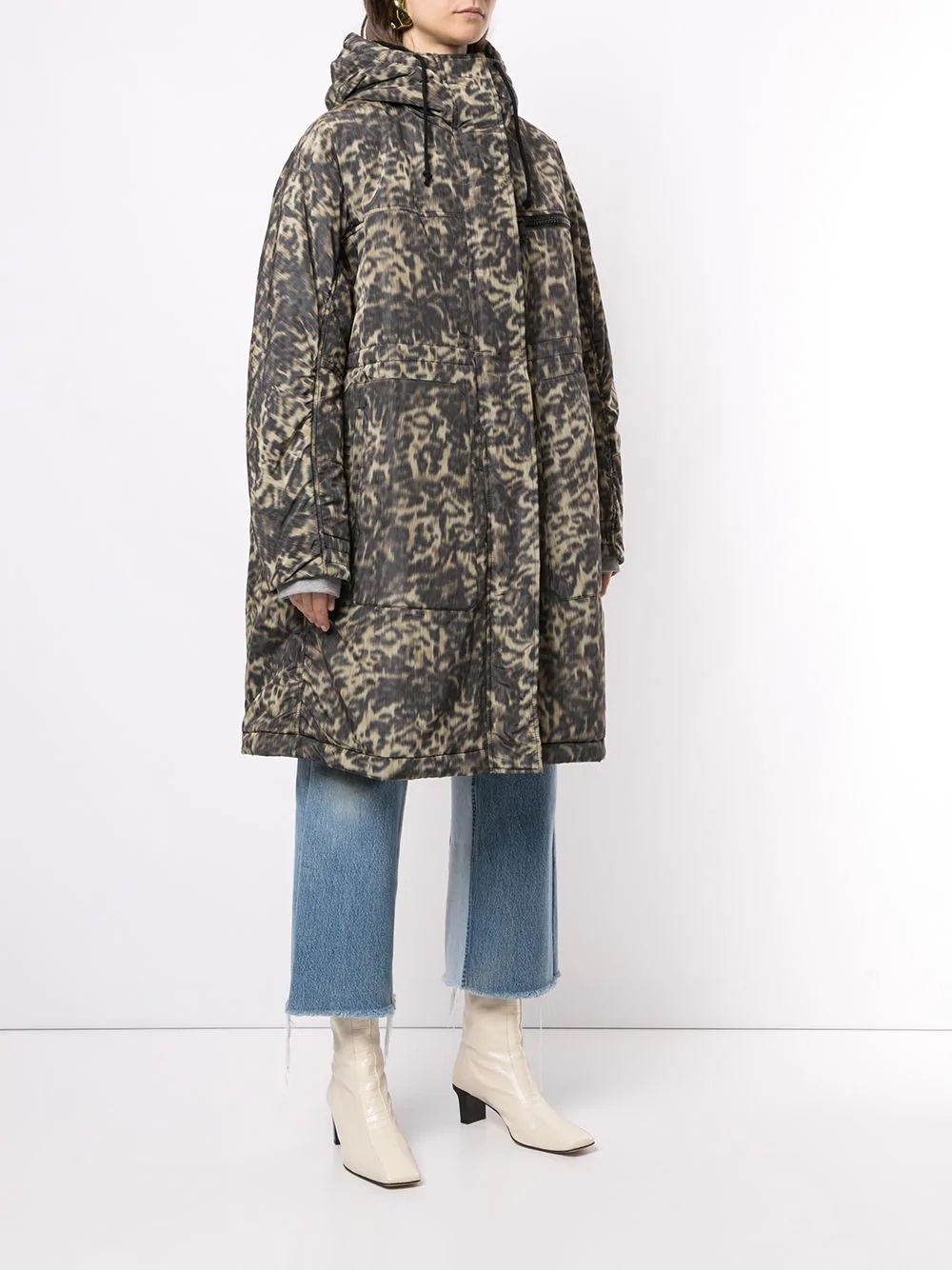 oversize leopard-print coat - 3