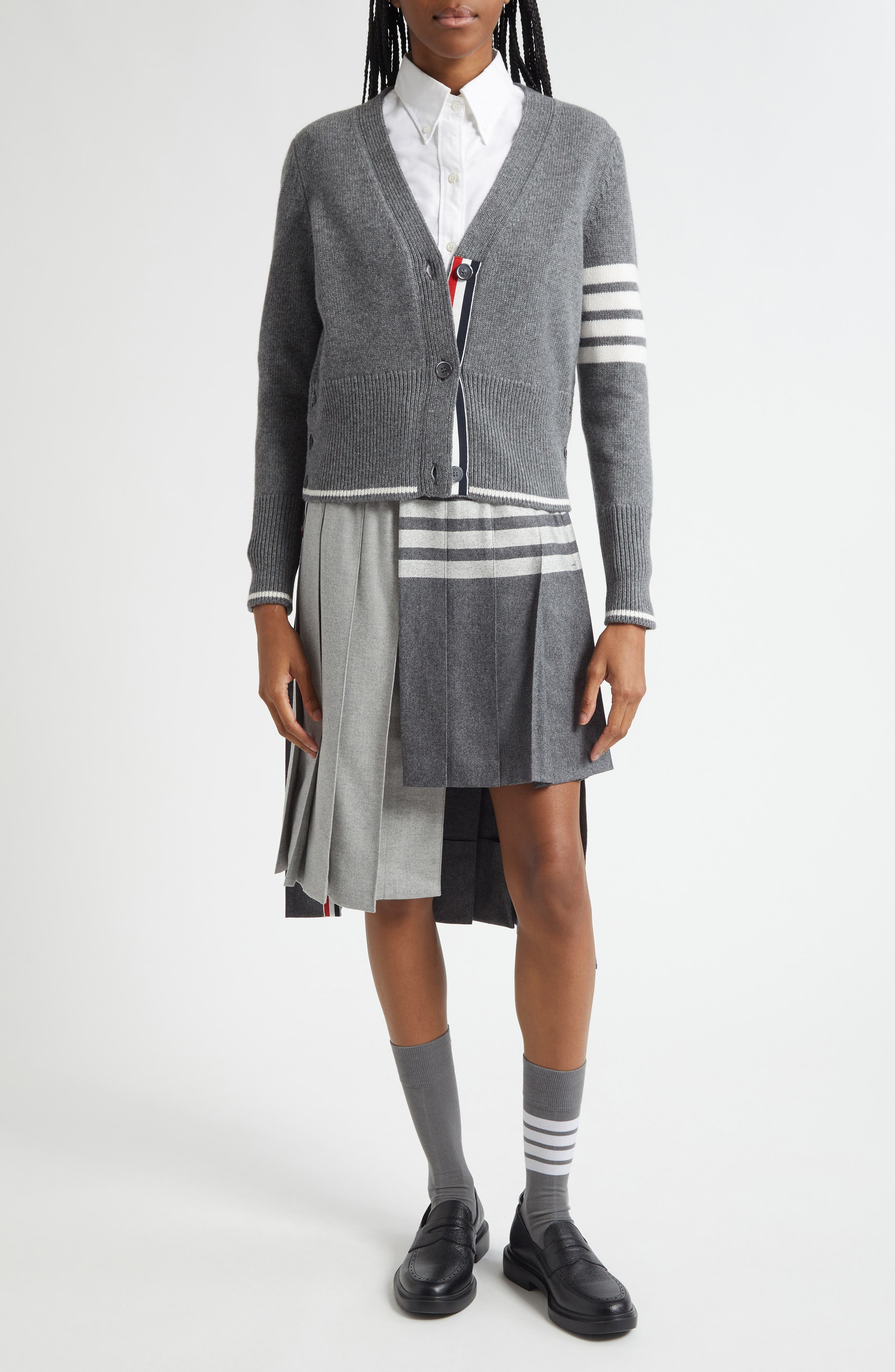 Thom Browne Intarsia Geese 4-Bar Wool Cardigan in Medium Grey at Nordstrom - 2