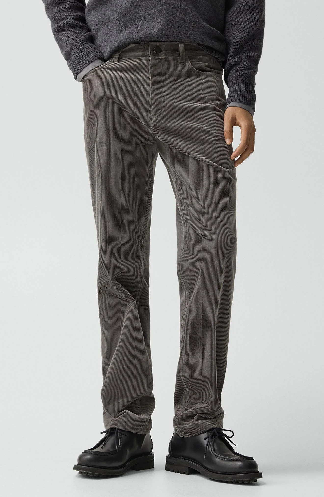 Theory Crosby Corduroy Slim Straight Leg Pants in Carbon at Nordstrom - 1