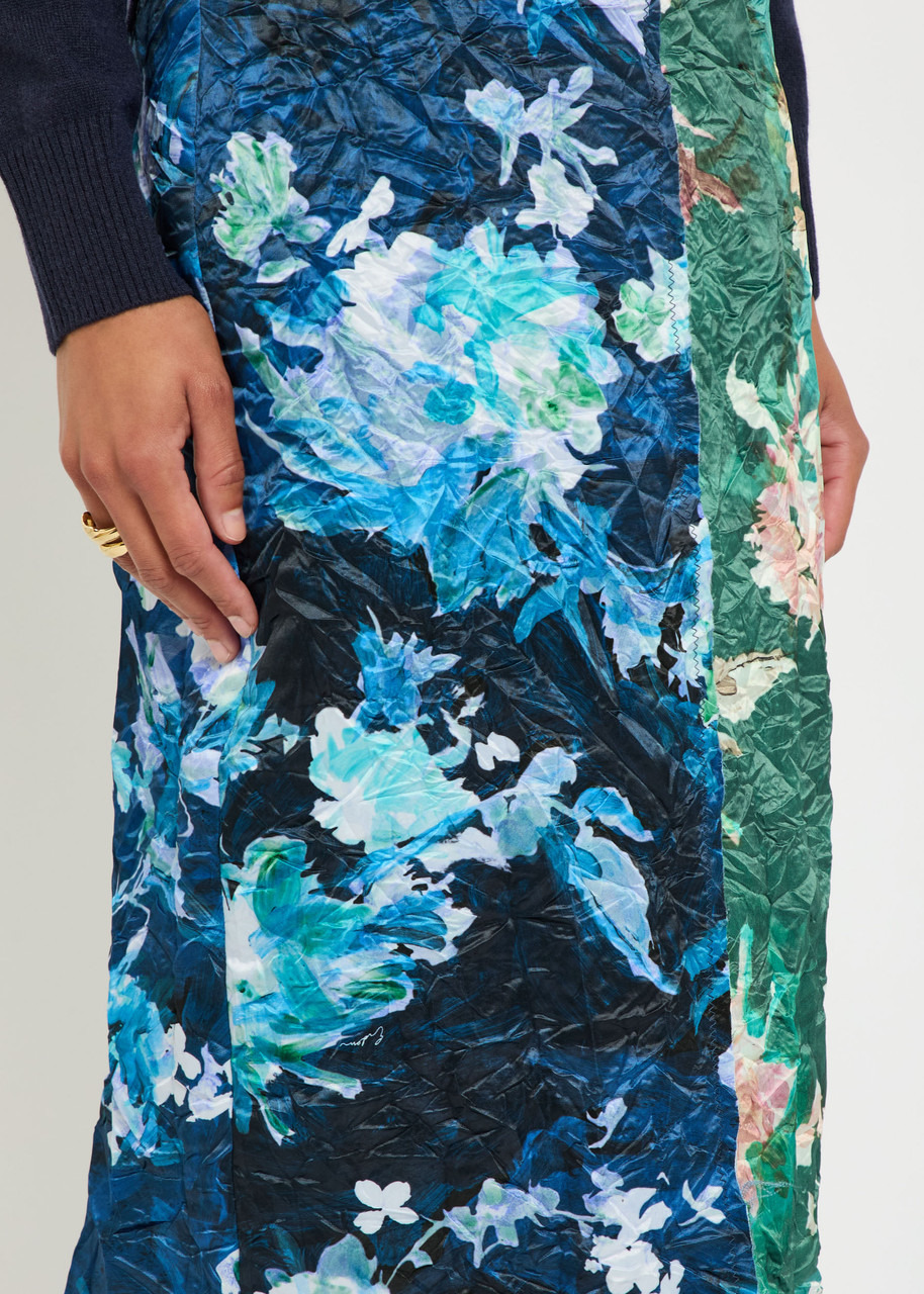 Erdem Floral-print Panelled Crinkled Satin Midi Skirt - 4
