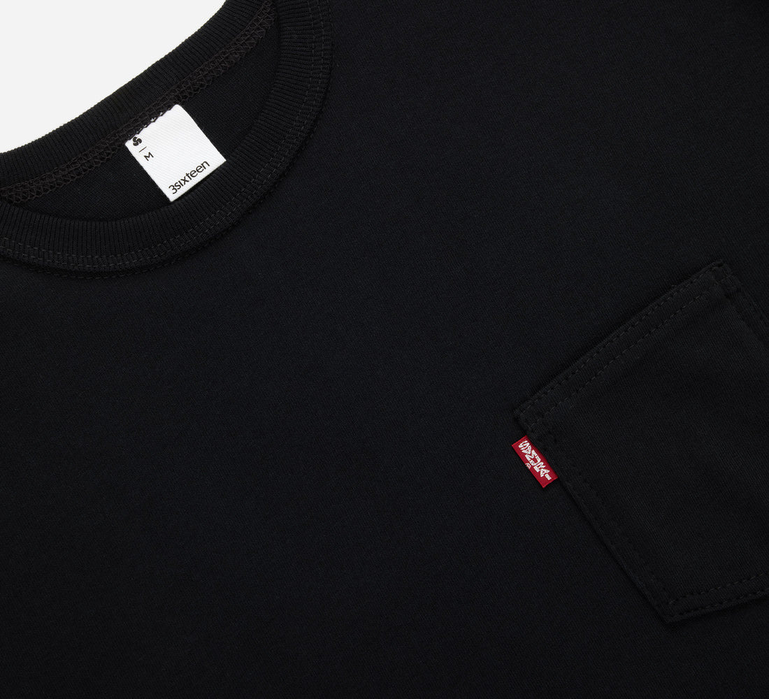 Self Edge x Samurai x 3sixteen "The Redliners" Pocket T-Shirt - Black - 3