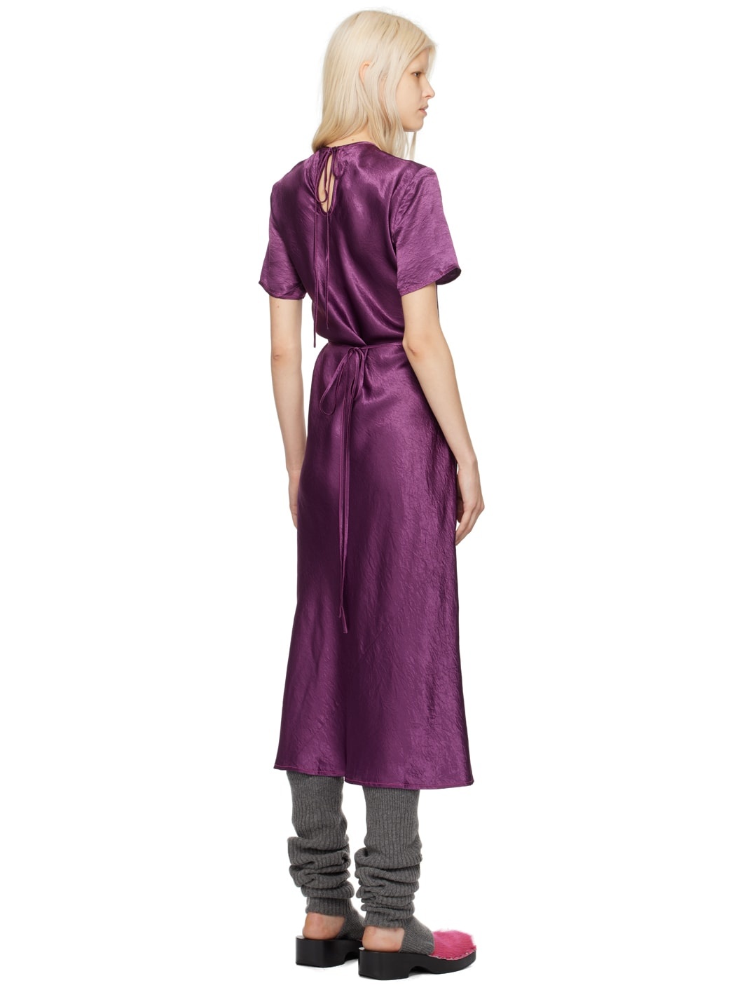 Purple Wrap Maxi Dress - 3
