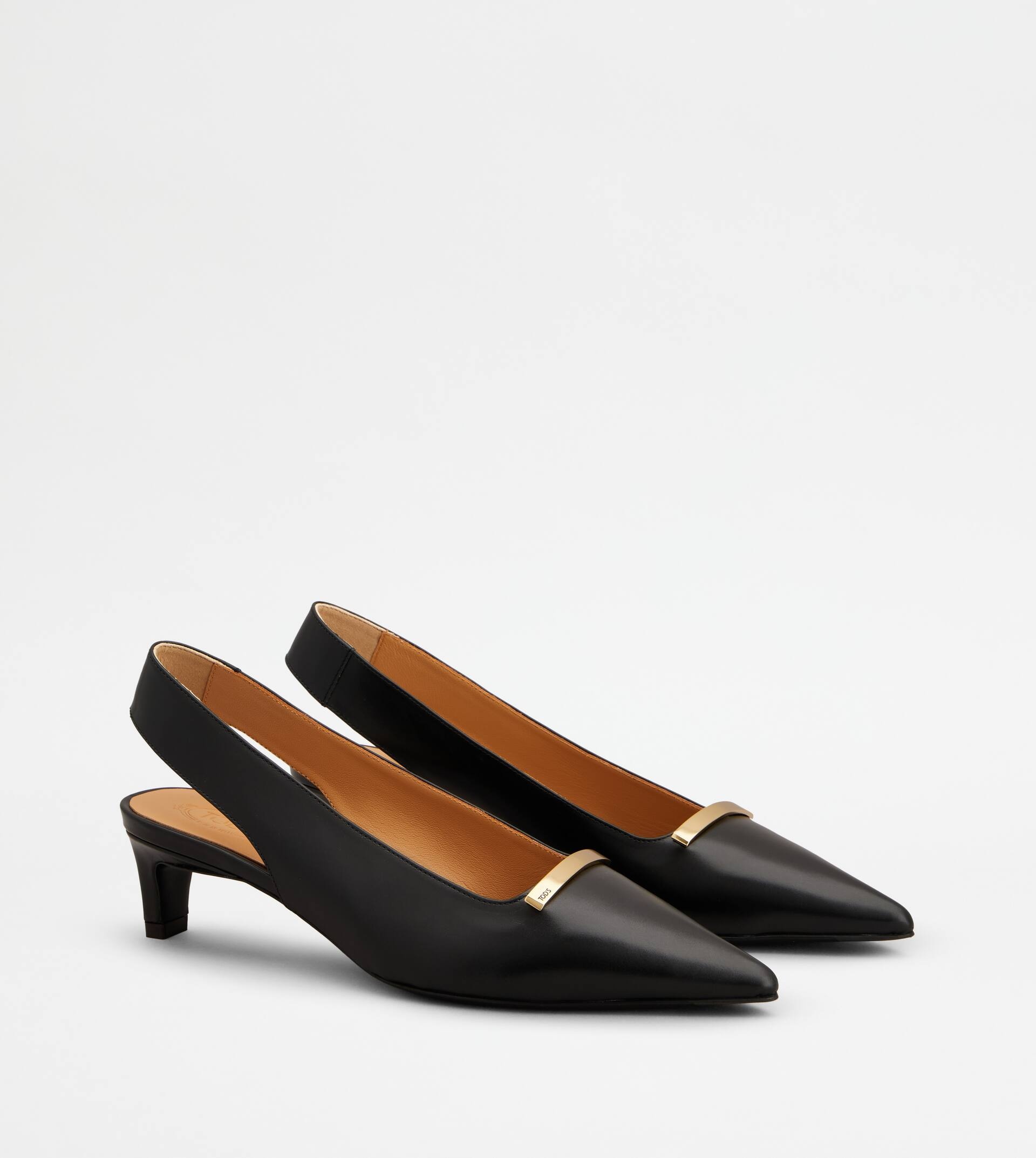 SLINGBACK PUMPS IN LEATHER - BLACK - 2