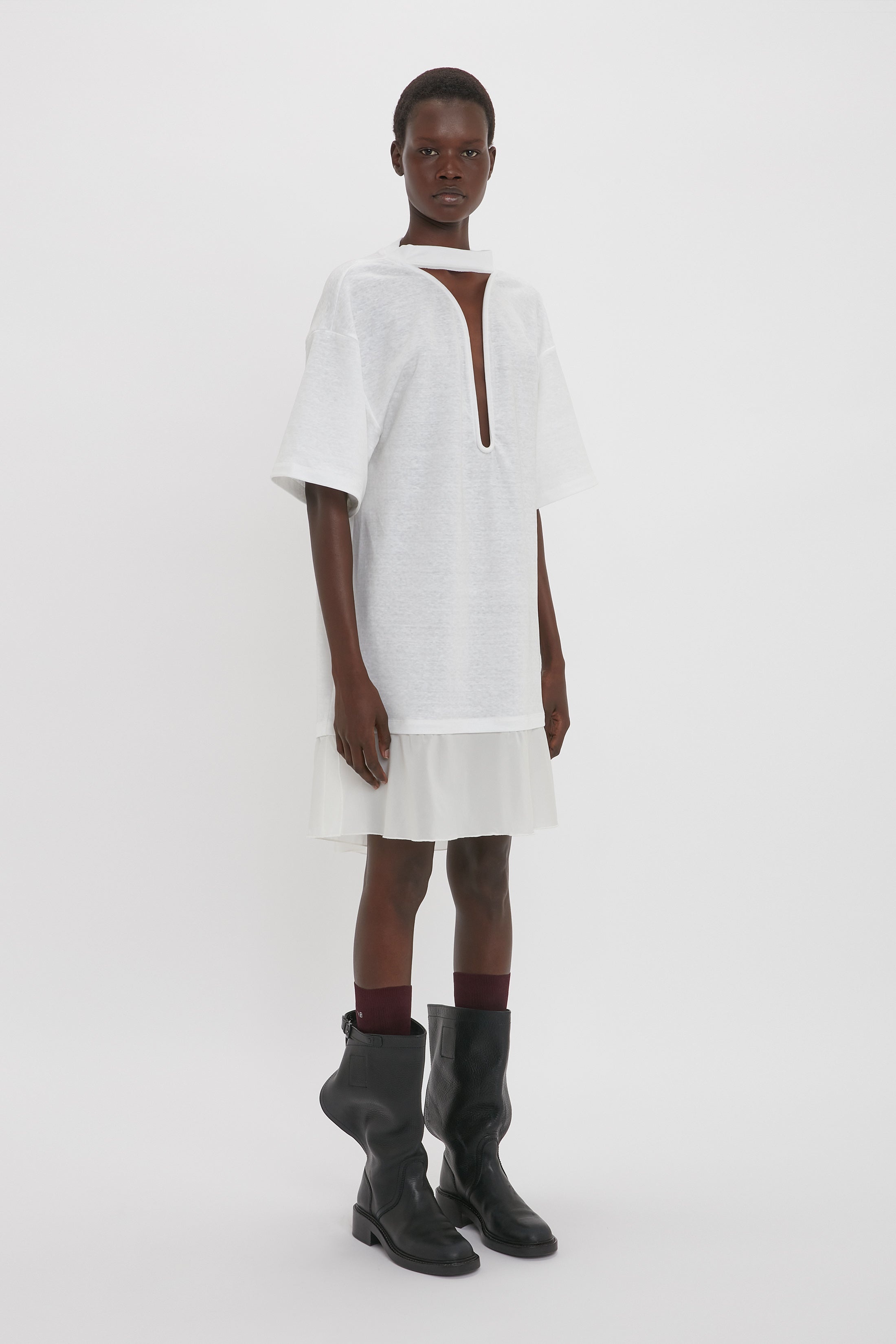 Frame Cut-Out T-Shirt Dress In White - 3