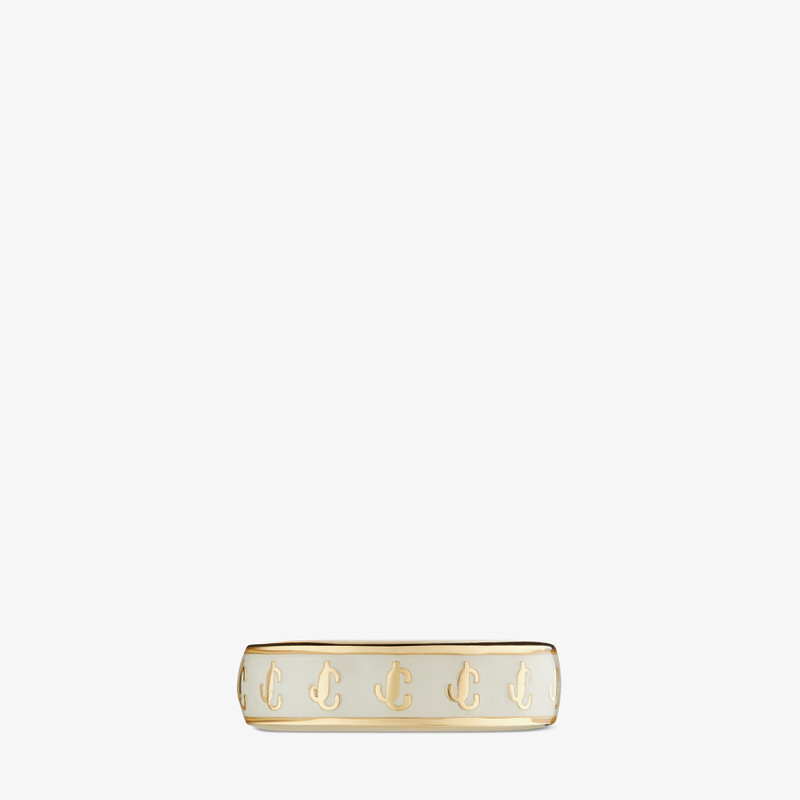 JC Enamel Ring
Gold-Finish Metal and Latte Enamel JC Ring 3