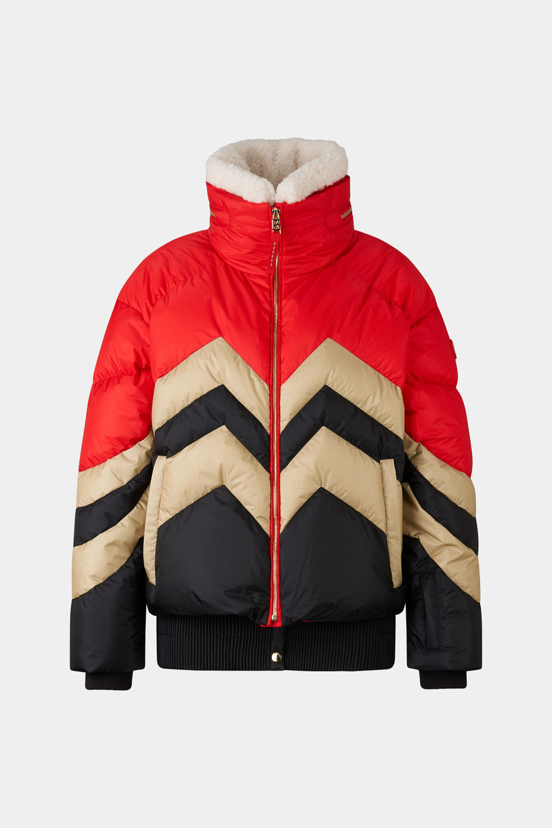 Valea down ski jacket in Red/beige/black 1