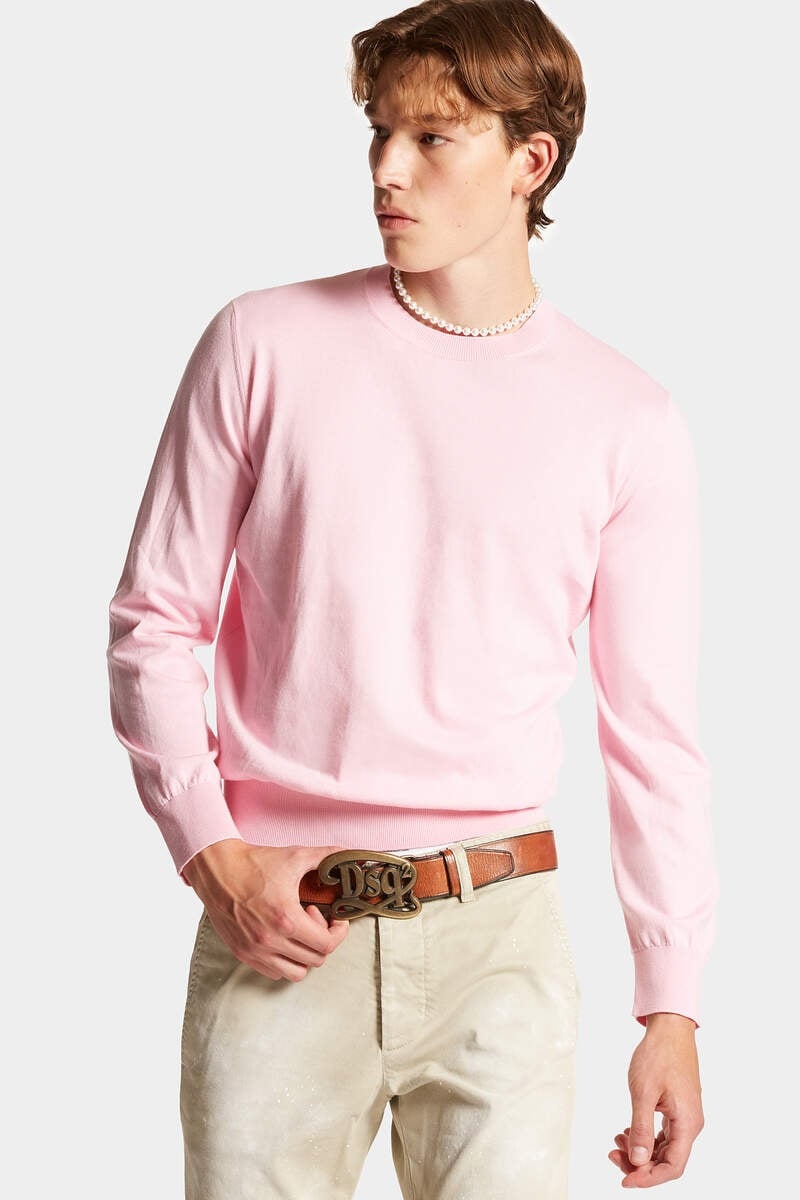 KNITTED COTTON CREWNECK PULLOVER - 1