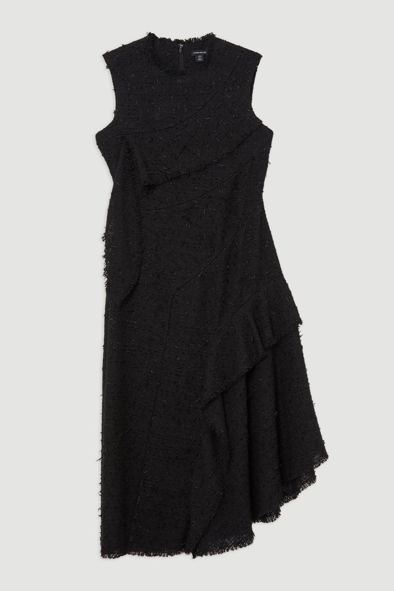 Metallic Boucle Tailored Sleeveless Asymmetric Midaxi Dress 5
