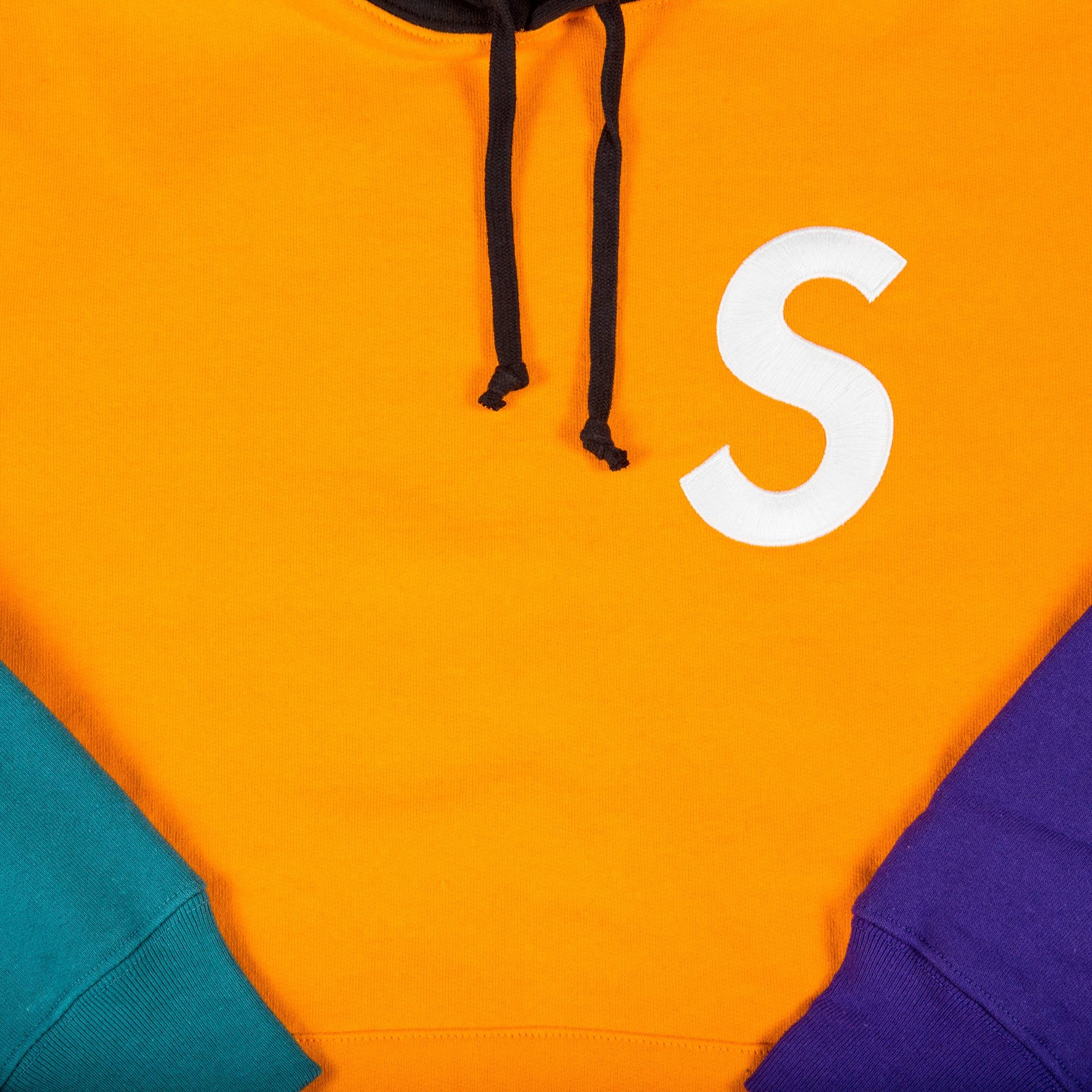 Supreme S Logo Colorblocked Hooded Sweatshirt 'Orange' - 2