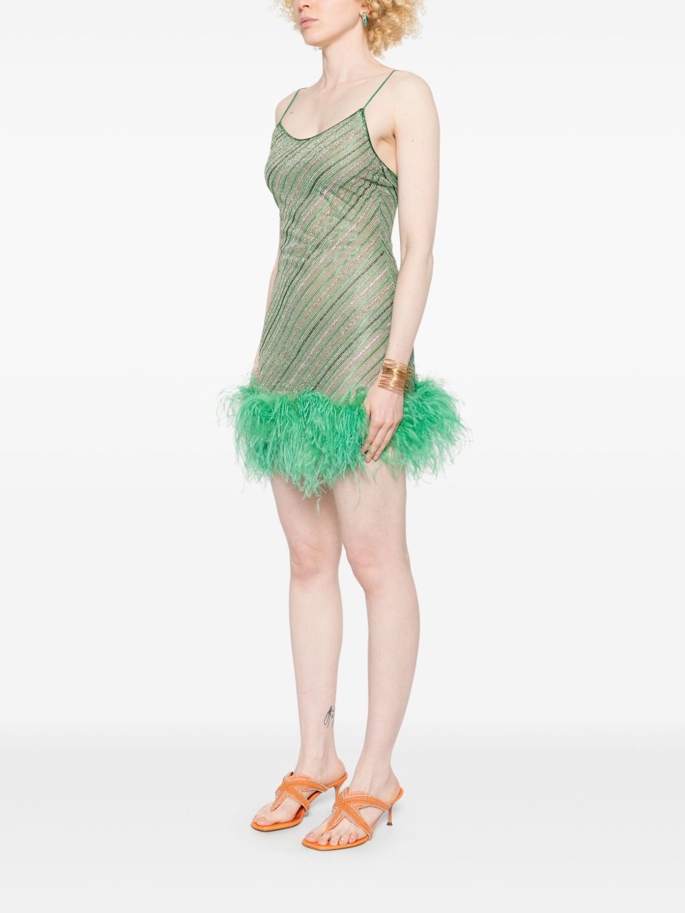 feather-trim mini dress - 3