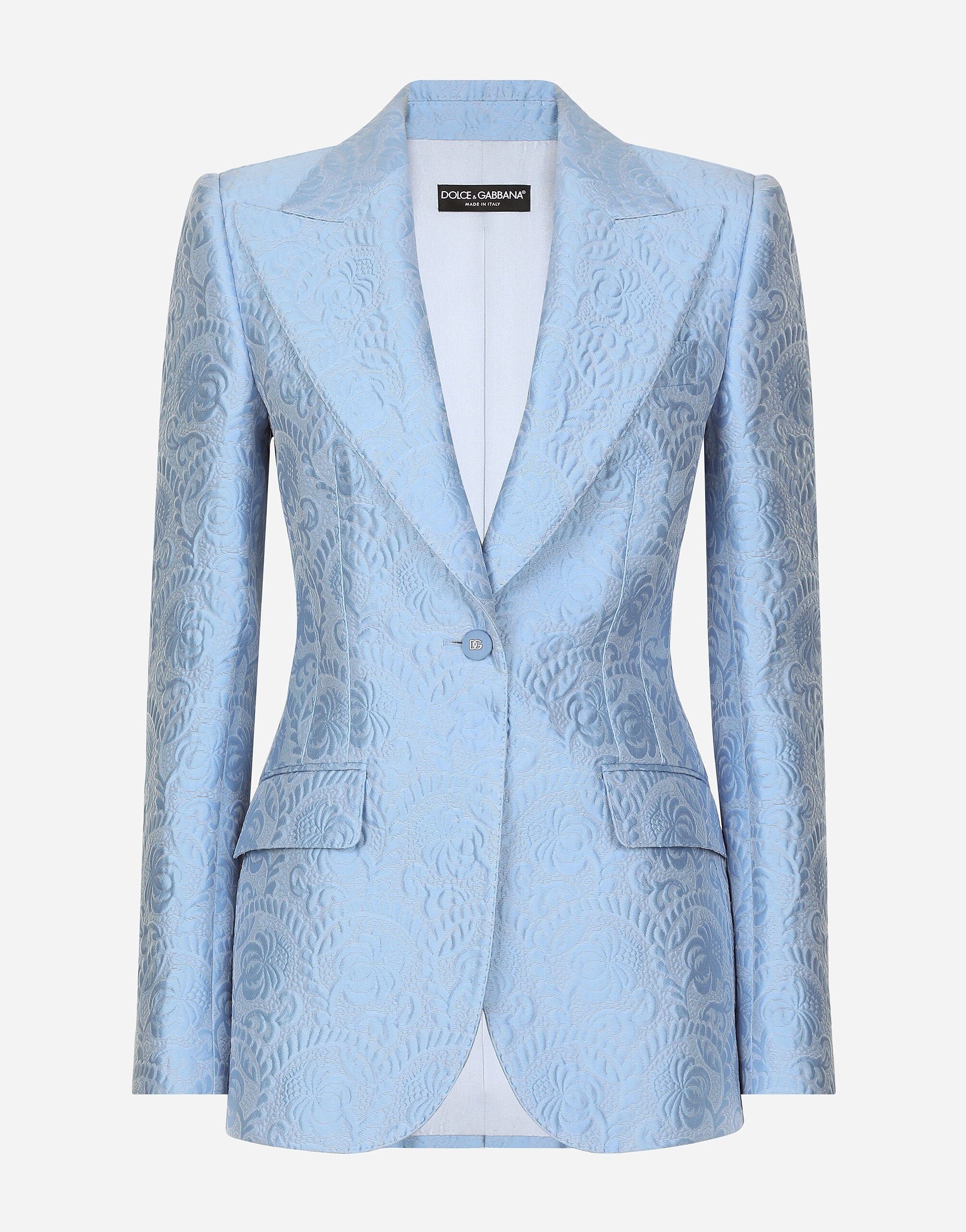 Single-breasted floral quilted jacquard Turlington jacket - 1