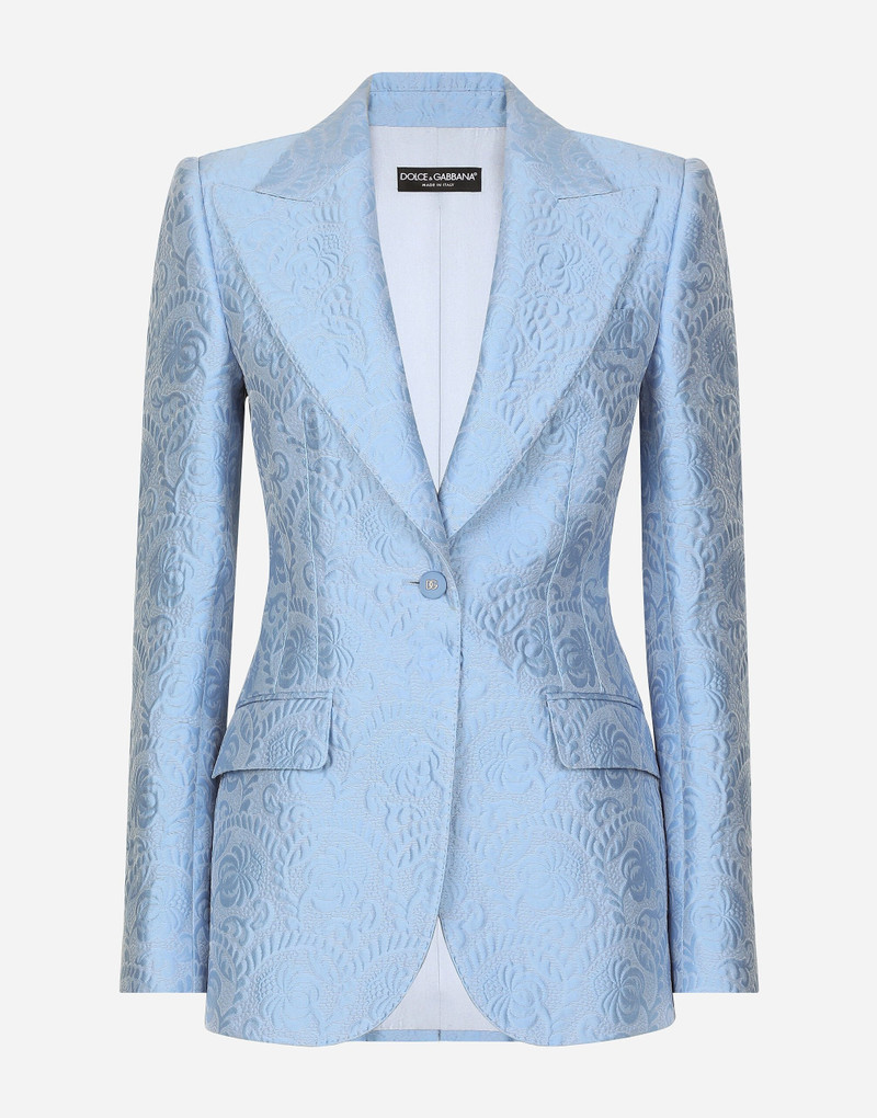 Single-breasted floral quilted jacquard Turlington jacket 1