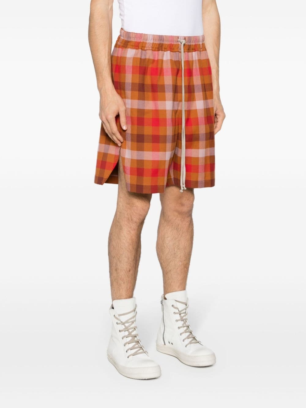 plaid-check cotton shorts - 3