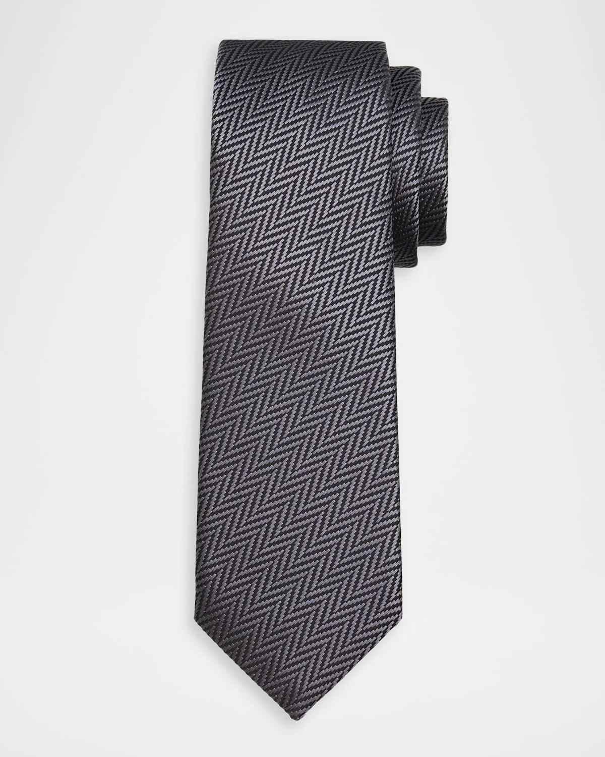 Men's Woven-Effect Herringbone Silk Jacquard Tie - 1