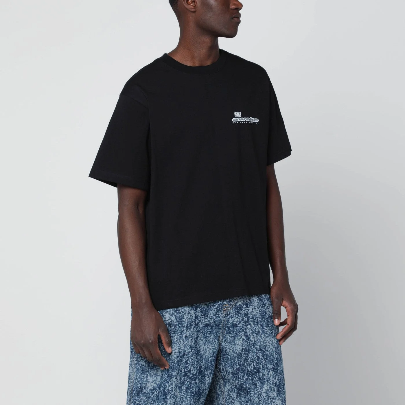 Awake Ny Black Cotton T-Shirt With Logo Men - 1