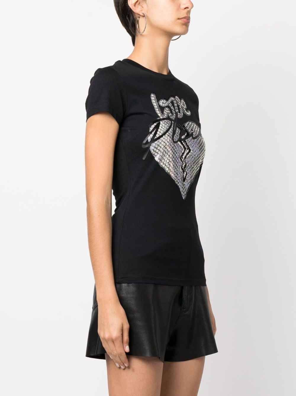 heart-motif rhinestone-embellished T-shirt - 3