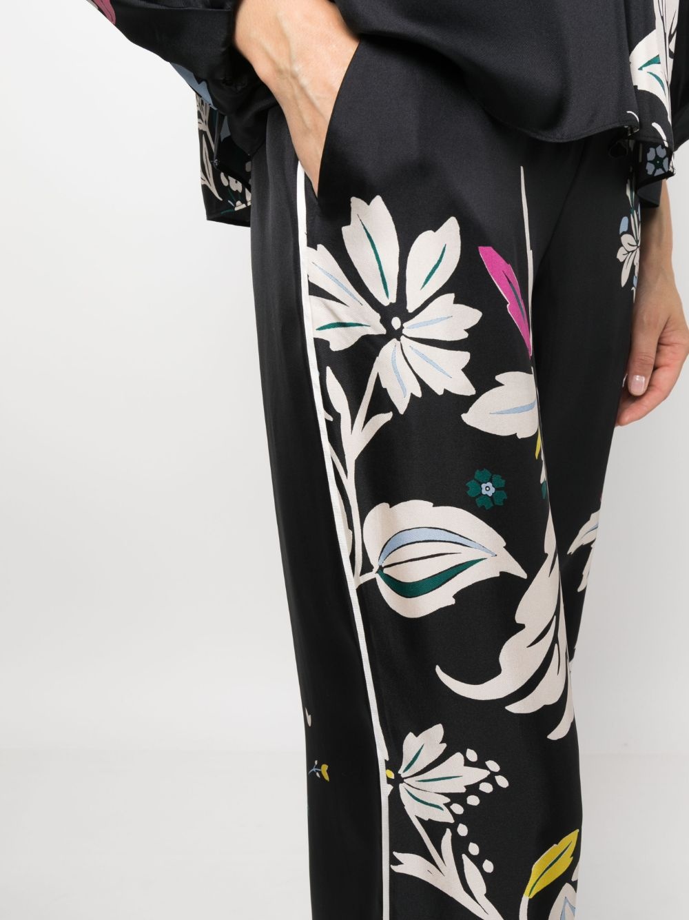 floral-print silk drawstring trousers - 5