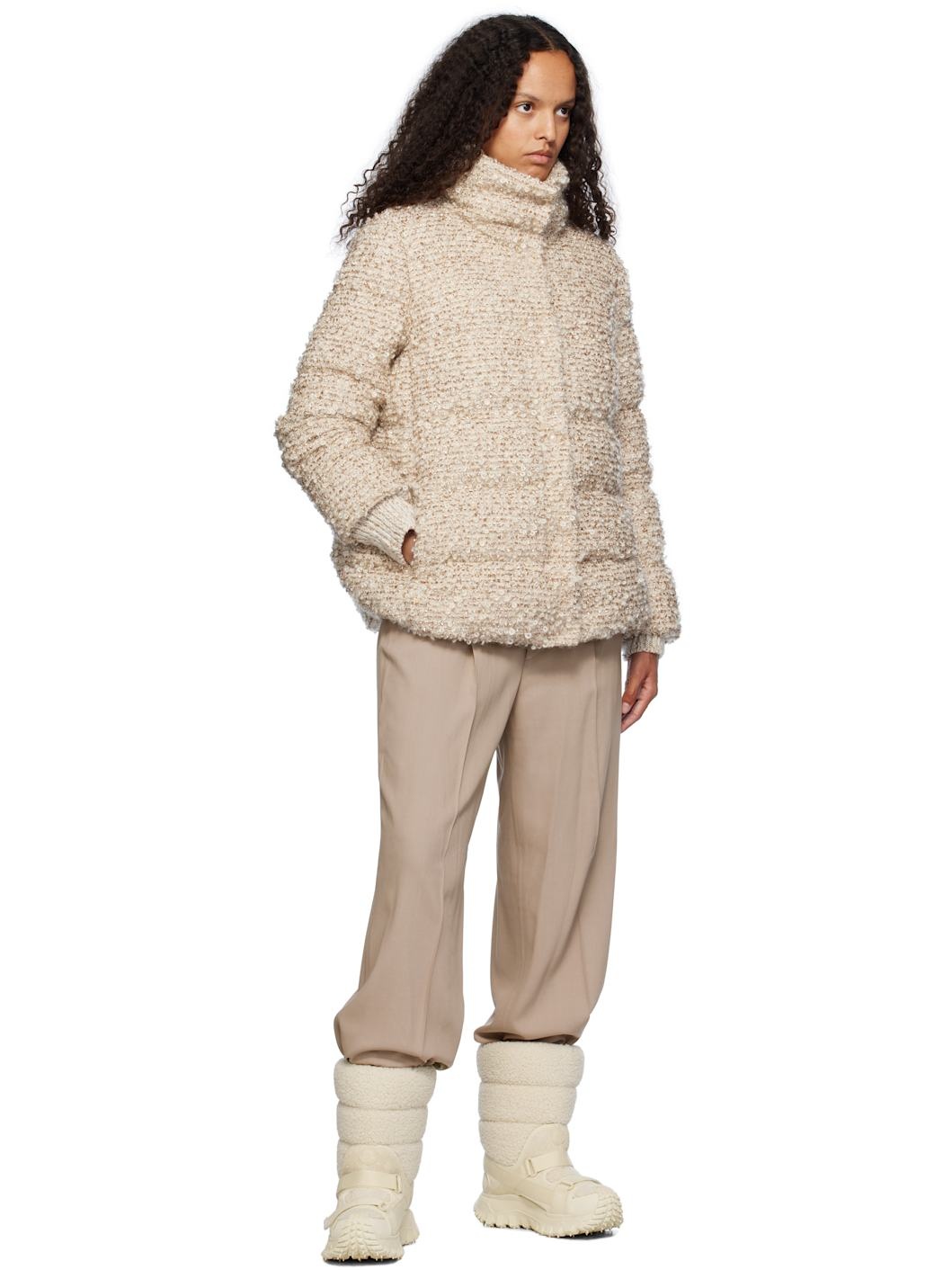 Beige Cochevisse Mohair & Wool Short Down Jacket - 5