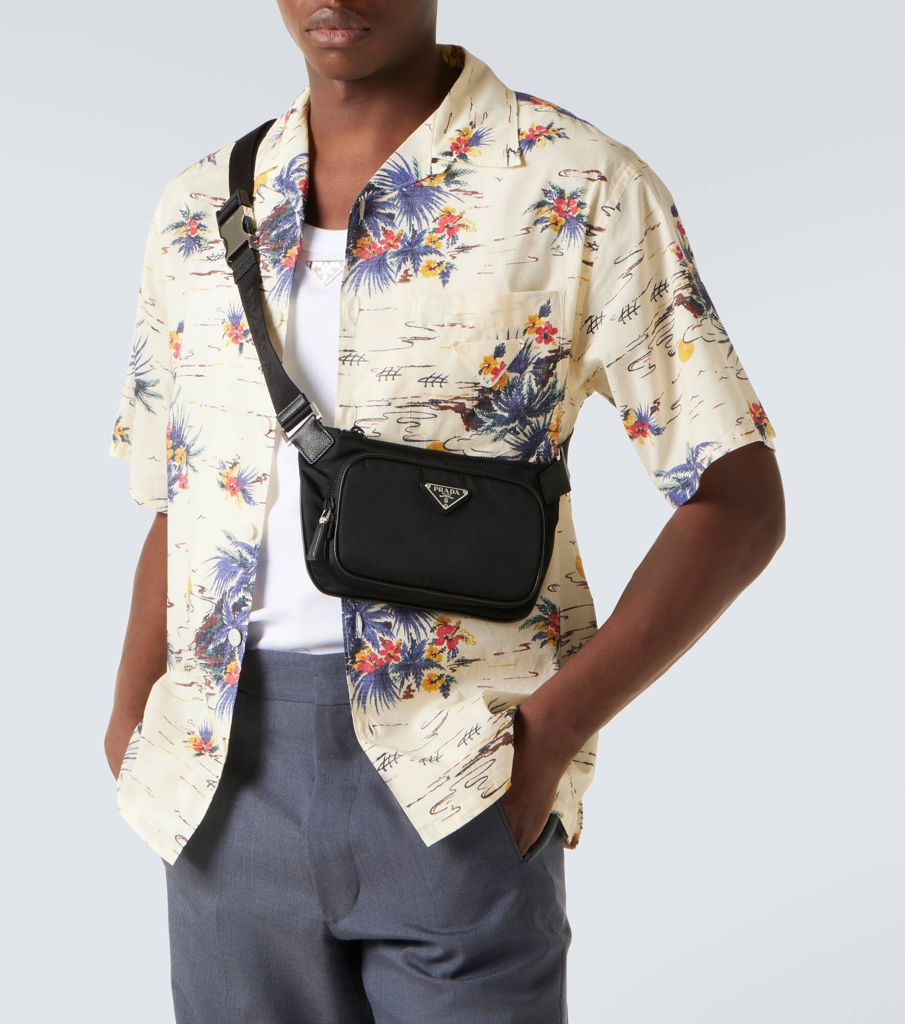 Re-Nylon leather-trimmed belt bag - 2