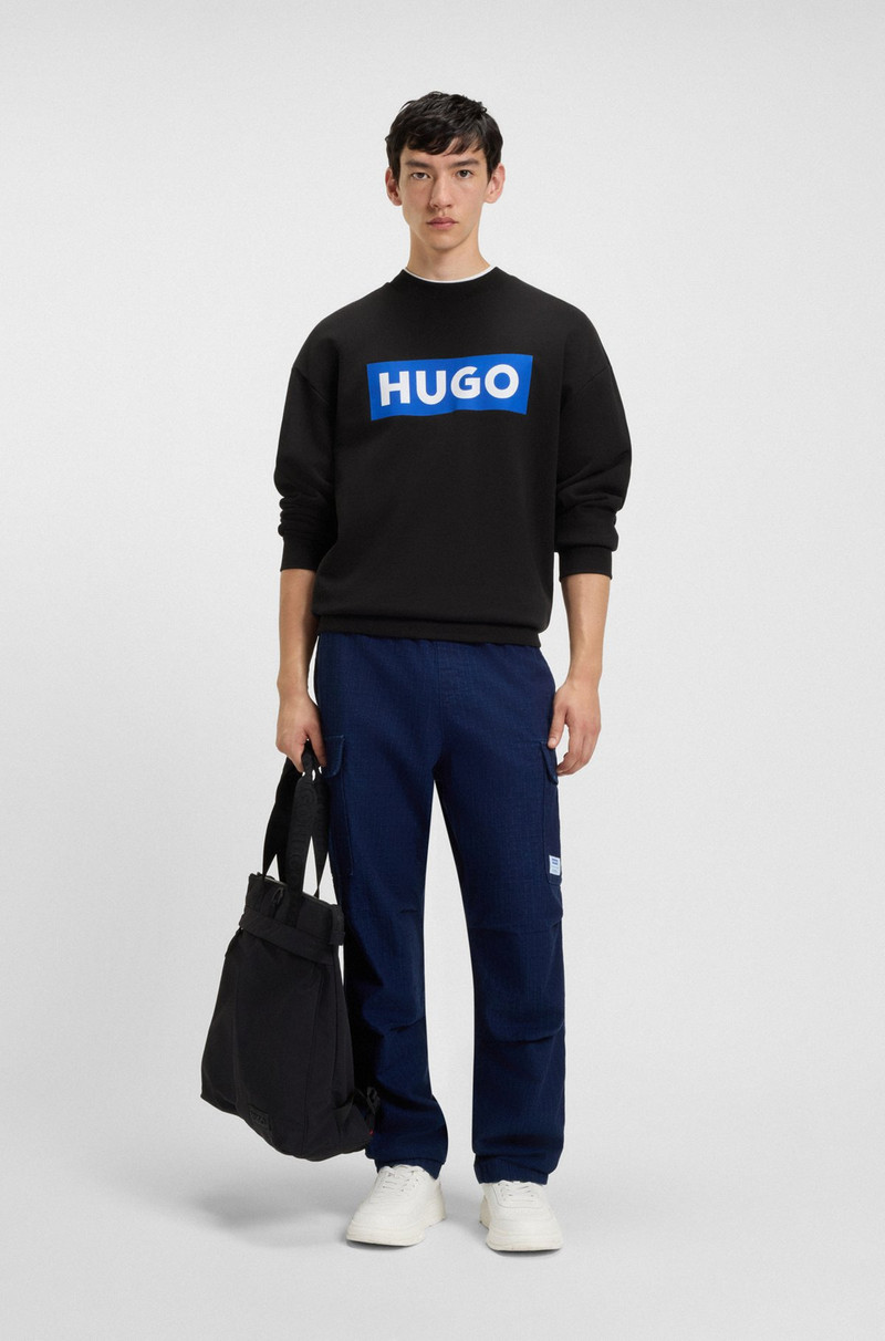HUGO COTTON-TERRY SWEATSHIRT WITH LOGO PRINT outlook