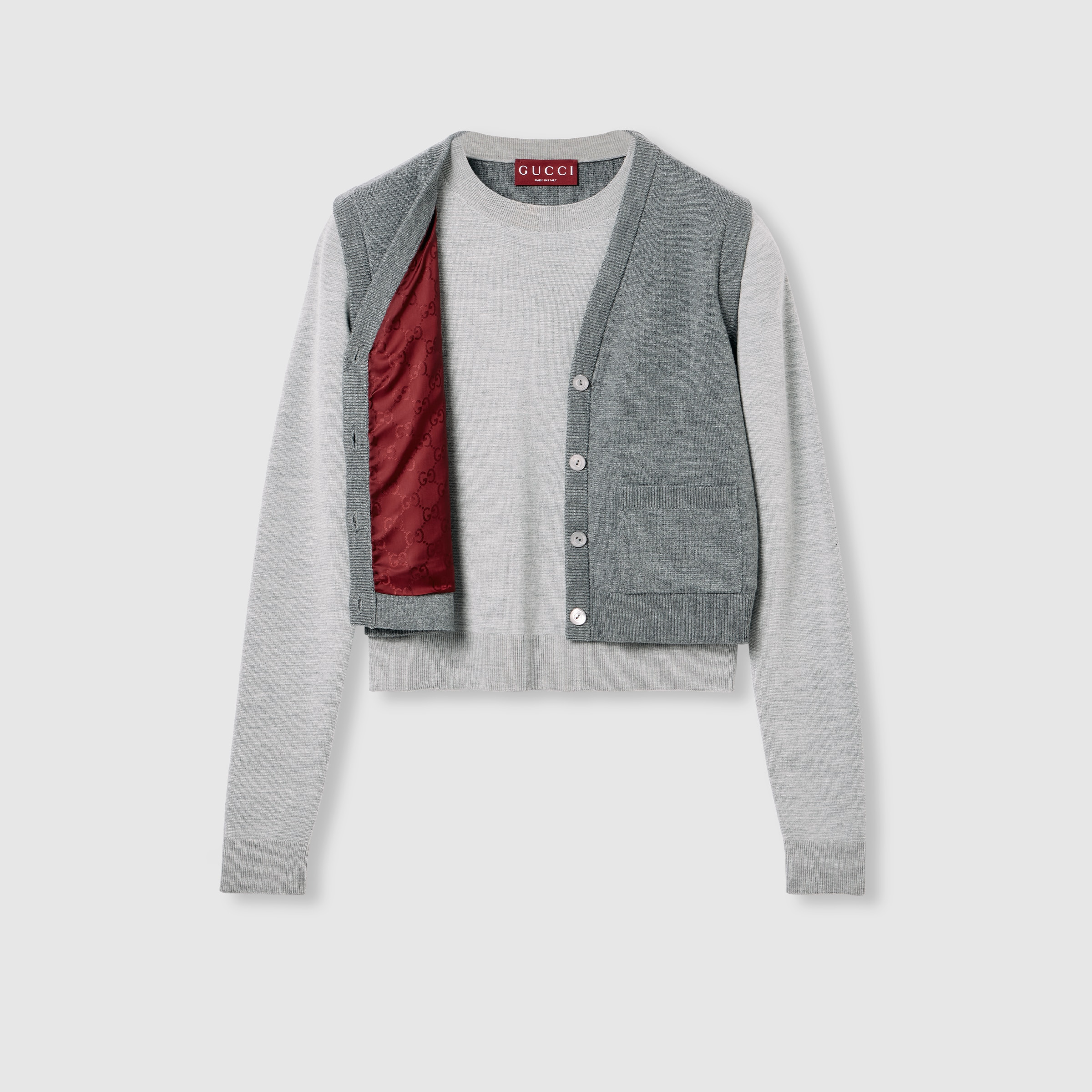 Wool silk top with vest overlay - 8