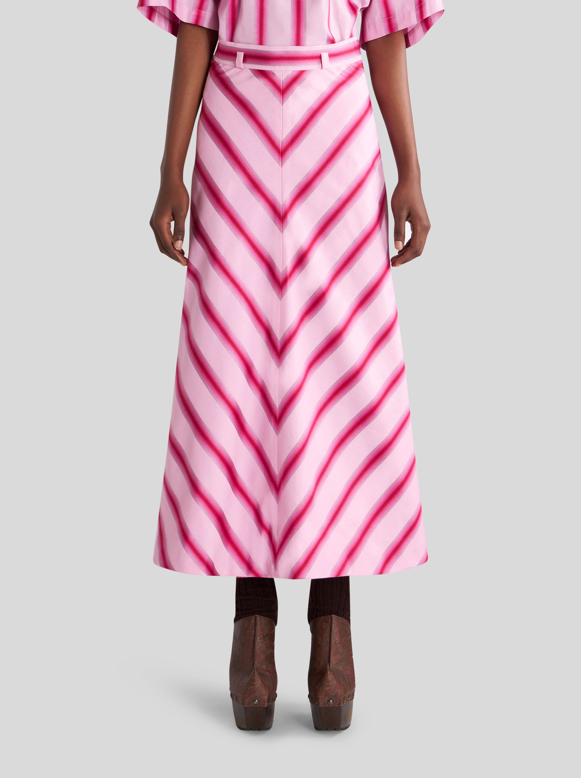 LONG SKIRT WITH DIAGONAL STRIPES - 2