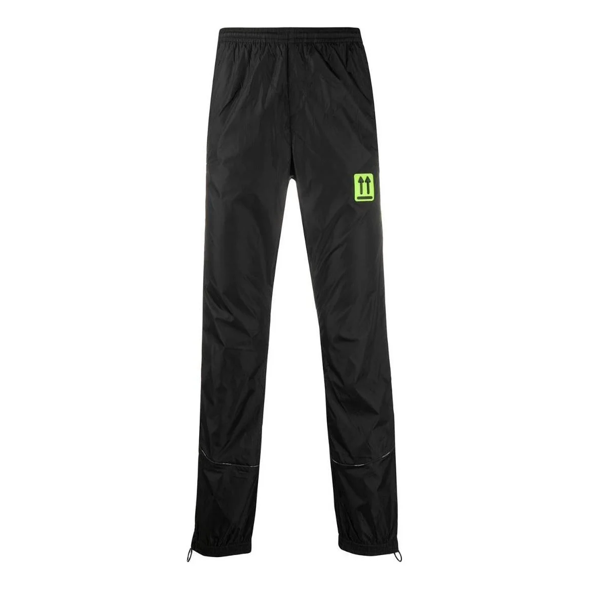 Men's Off-White SS22 Solid Color Label Elastic Waistband Sports Pants/Trousers/Joggers Version Black - 1