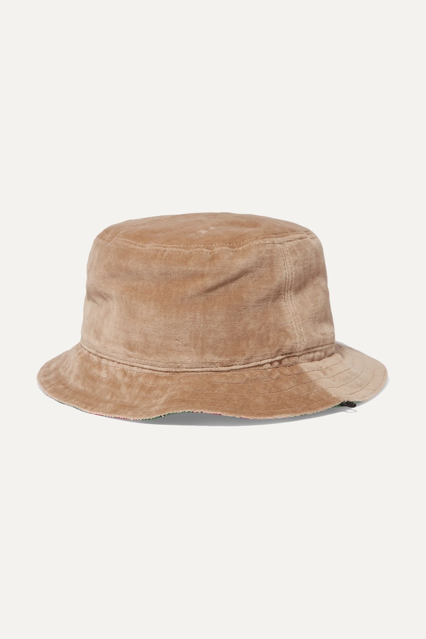 Reversible velvet and printed silk-twill bucket hat - 1