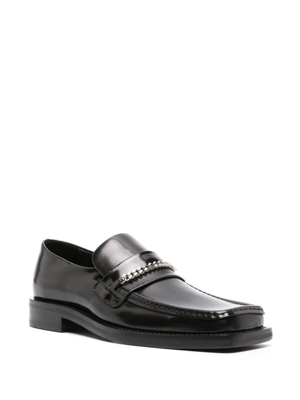 square-toe leather loafers - 2
