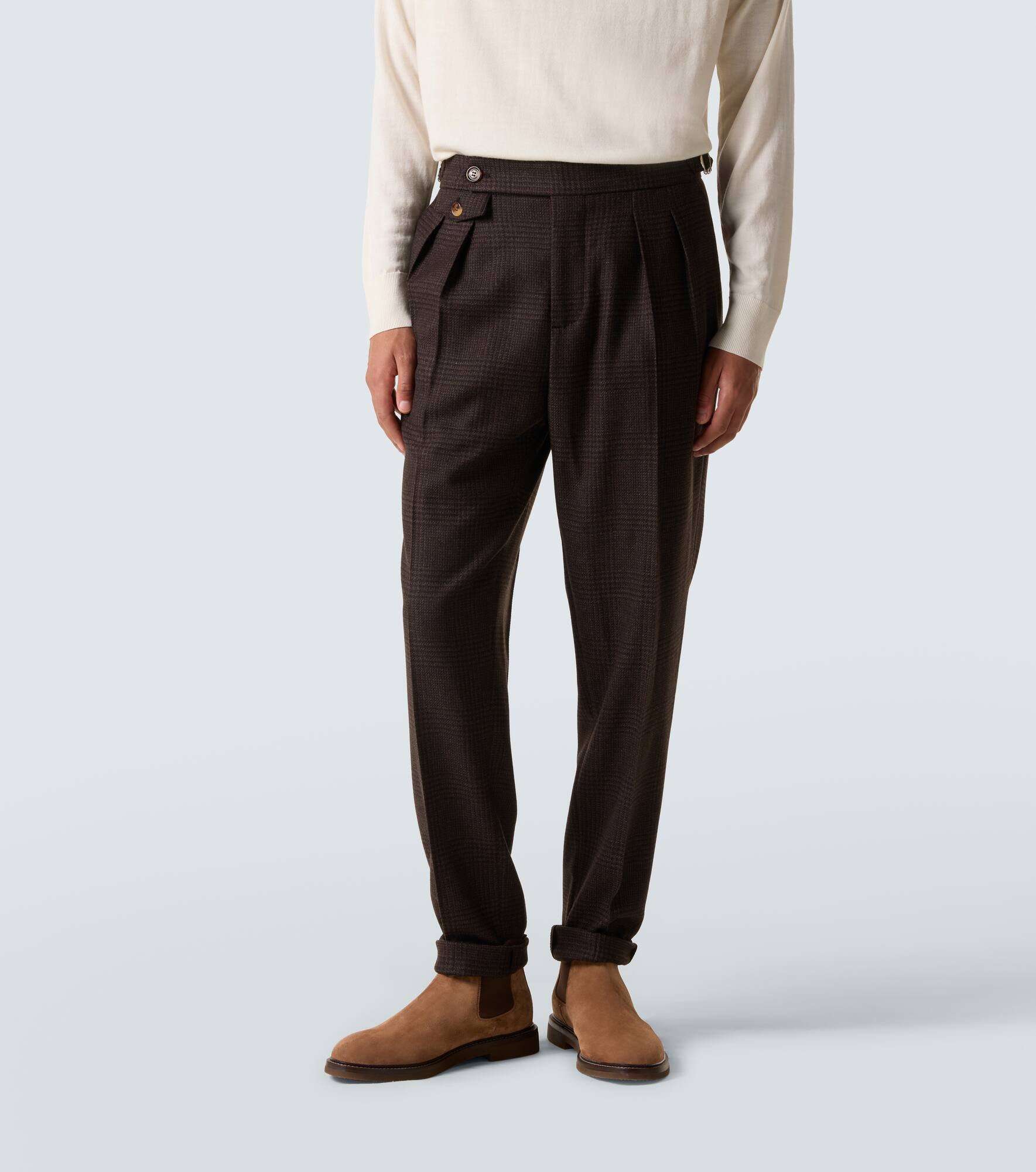 Checked wool, cashmere, and silk twill suit - 4